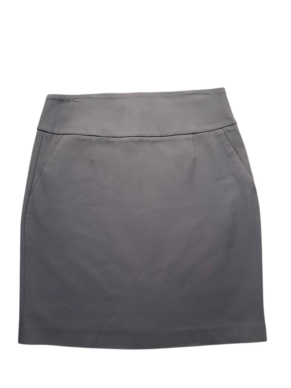 Ann Taylor Size 12 Grey Cotton Pencil Skirt Front Zip Clubwear Work Attire - Picture 2 of 7
